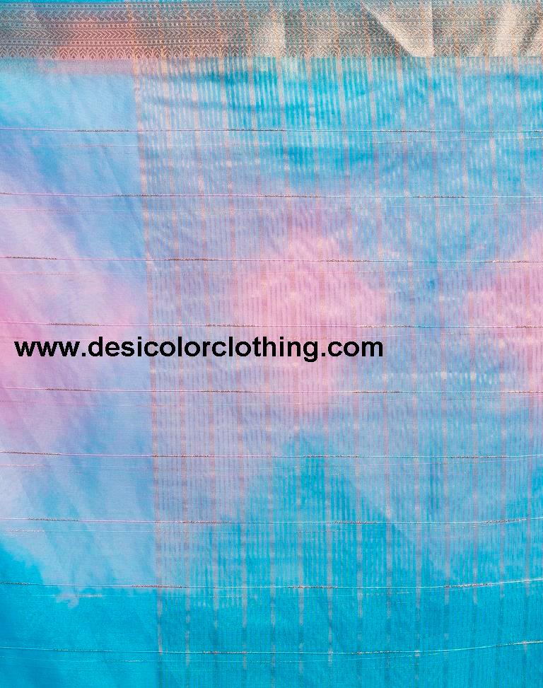 Blue Orgenza Printed Saree