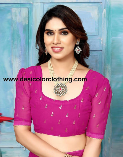 Rani Pink Georgette Printed Saree