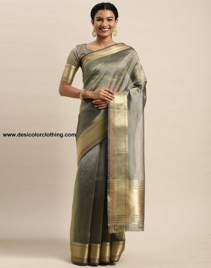 Steel Grey Organza Saree