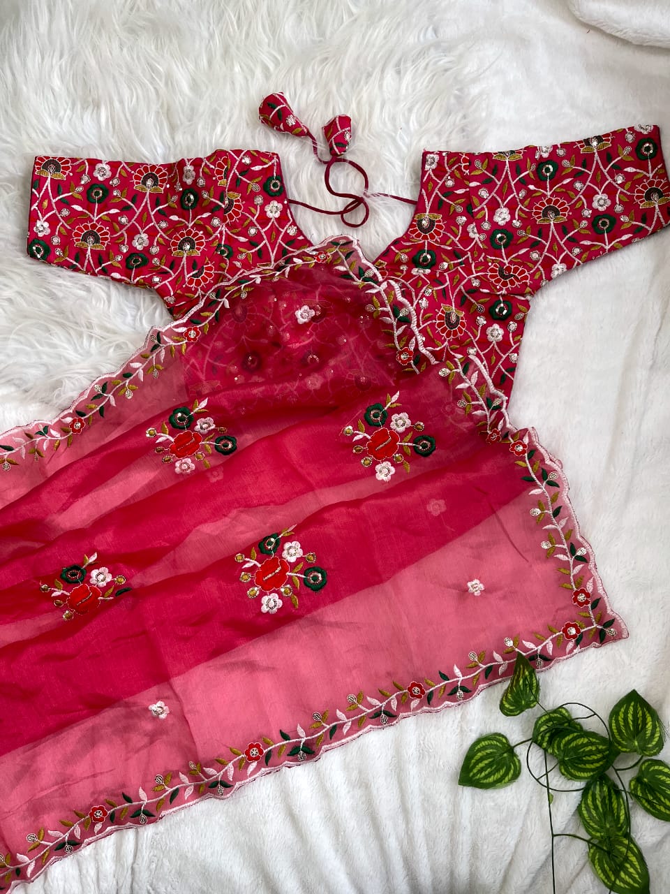 Product Image - Designer Organza Khadi Silk Saree with Embellished Blouse