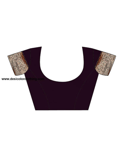 Black and Copper Jacquard Silk Saree