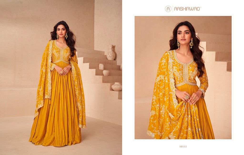 Product Image - KESARIYA BY AASHIRWAD - Designer Georgette Saree for Festive and Wedding Wear