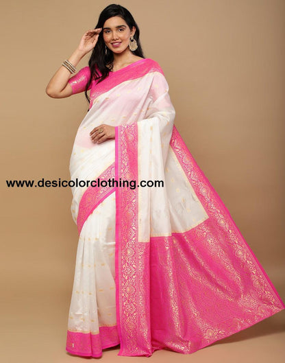 White Kanjivaram Silk Saree