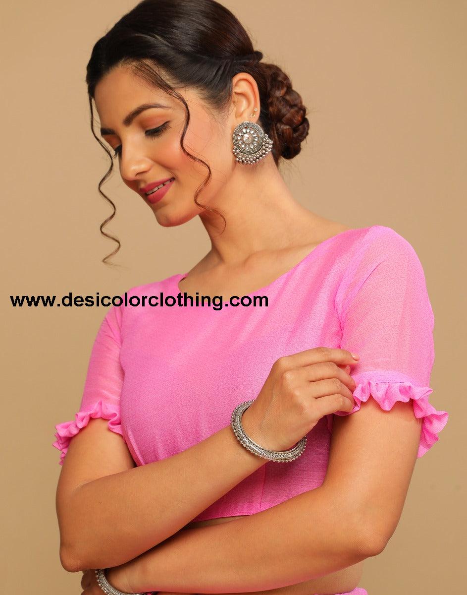 Pink Printed Saree