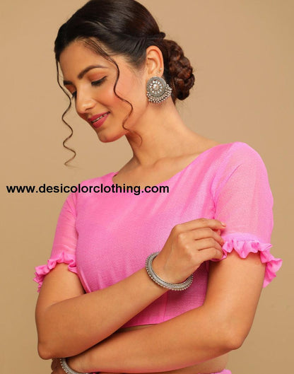 Pink Printed Saree