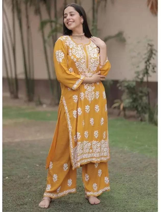 Product Image - Elegant Chikankari Kurti with Pant Set - Perfect Festive and Workwear