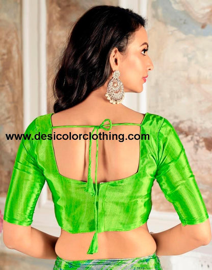 Bright Green Silk Printed Sarees