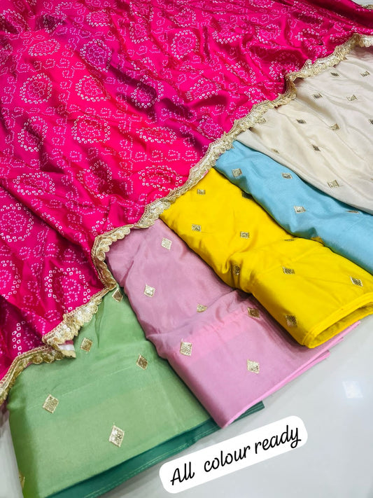 Product Image - Elegant Chinon Silk Lehenga Set with Bandhni Dupatta