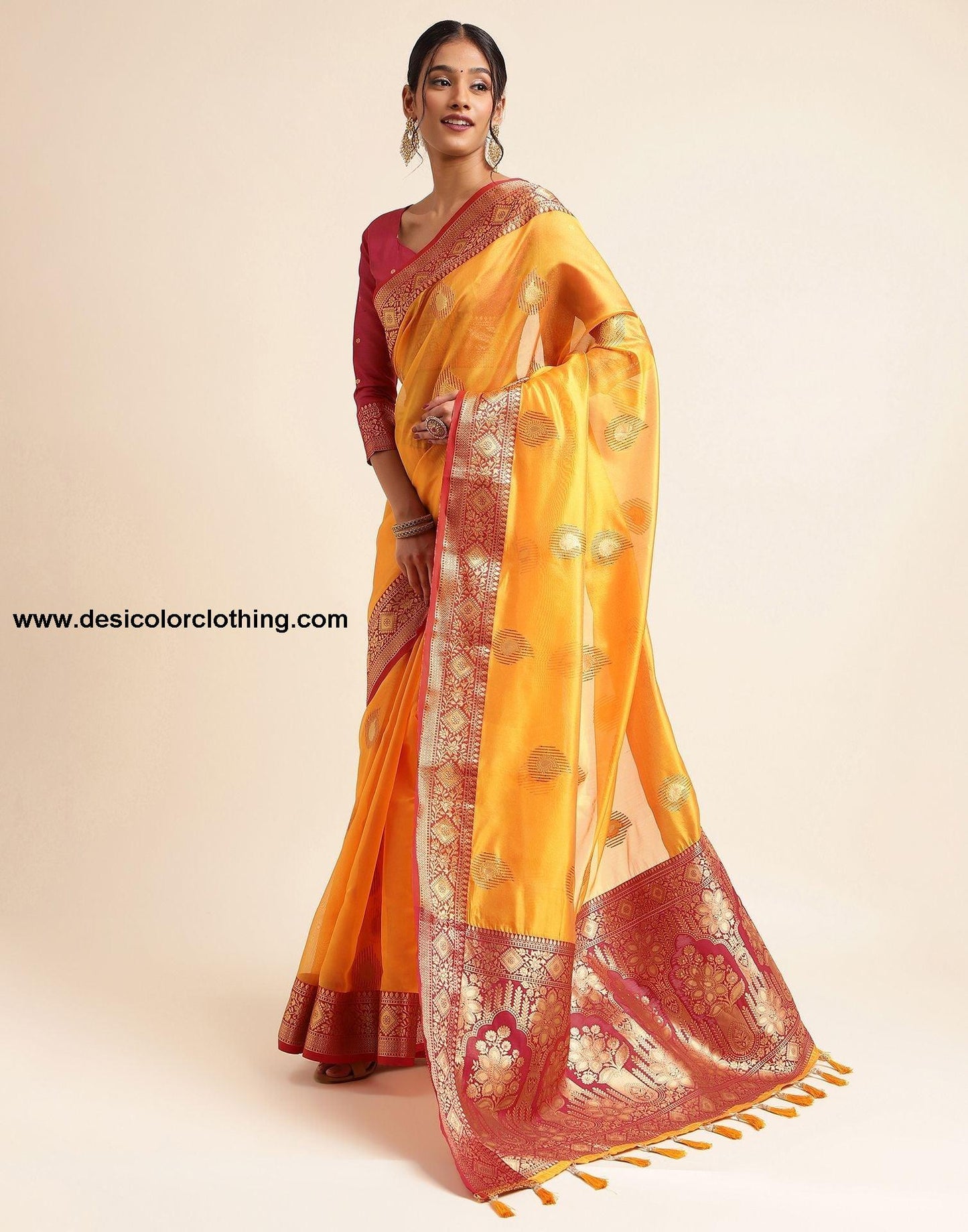 Turmeric Yellow Silk Banarasi Saree