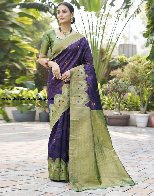 Pista Green Jacquard Silk Saree