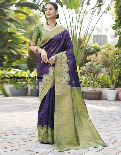 Pista Green Jacquard Silk Saree