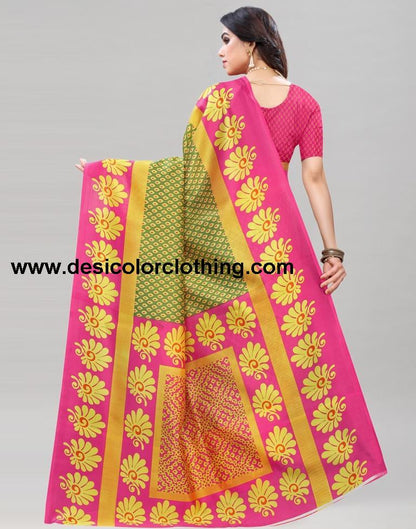 Pink Coloured Poly Silk Printed Casual saree