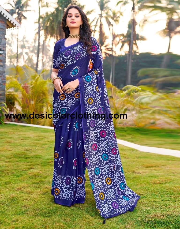 Violet Cotton Printed Ready To Wear
