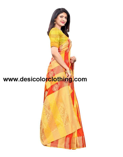 Yellow Coloured Poly Silk Jacquard Partywear saree | SLV1646S106