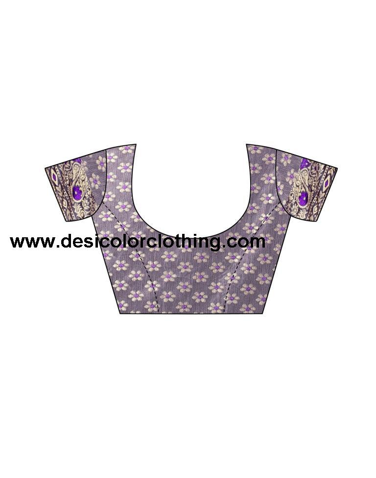 Amethyst Purple Coloured Lycra Brasso Embellished Partywear saree | SLV1699S411