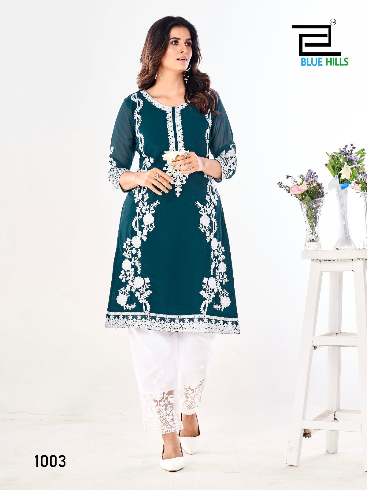 Product Image - Noori Heavy Embroidery Work Straight Kurti with Pant