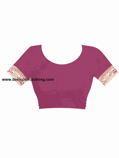 Pink Silk Plain Saree