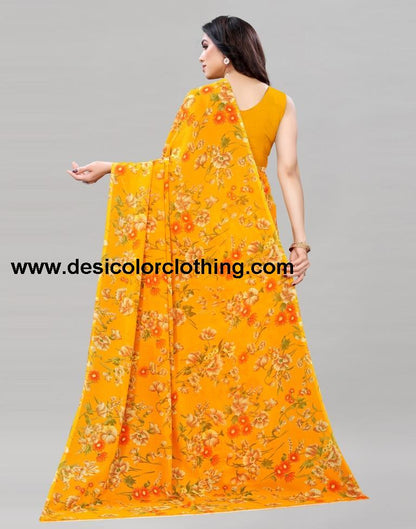 Turmeric Yellow Printed Saree | 2082S642