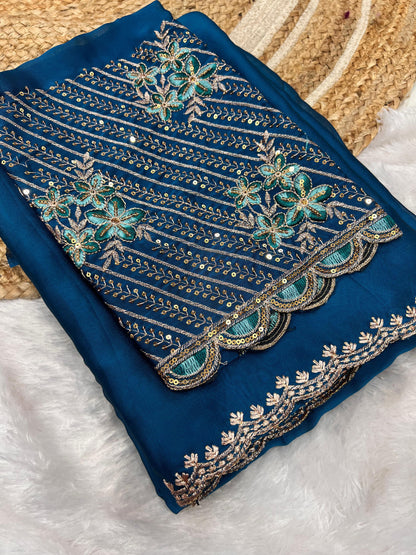 Product Image - Elegant Designer Georgette Saree for Festive Occasions