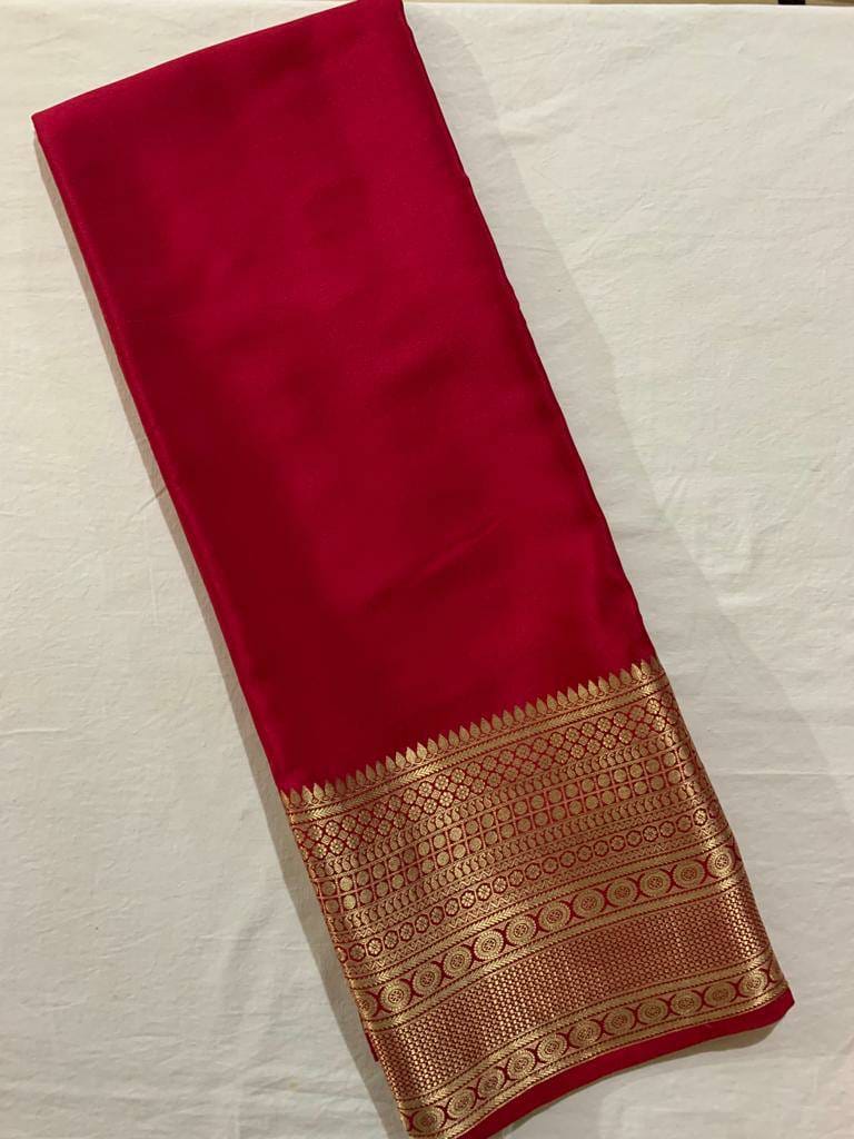 Product Image - Exquisite Semi-Mysore Silk Saree with Gold Border