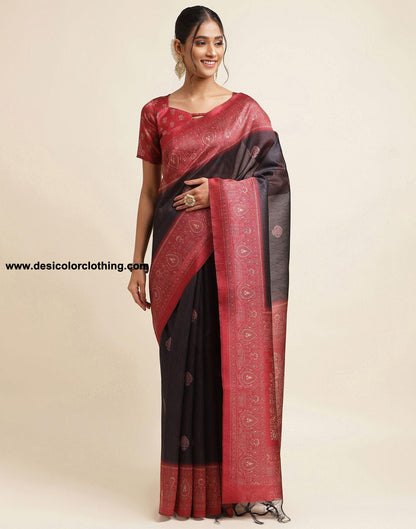 Black Silk Printed Saree