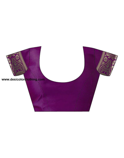 Dark Purple Jacquard Silk Saree