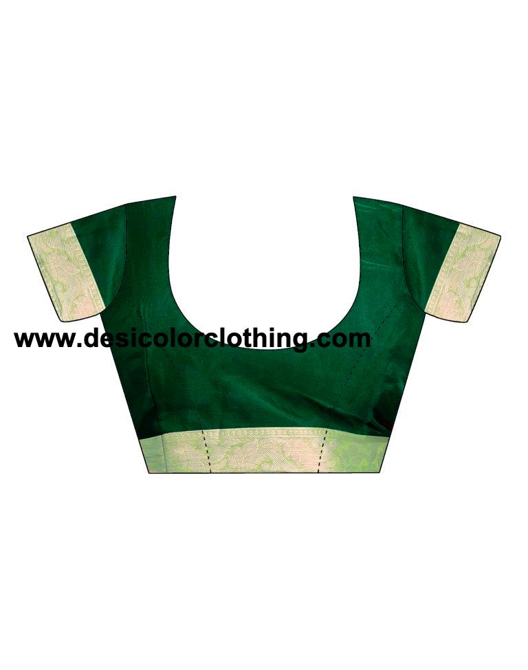 Dark Green Orgenza Plain Saree