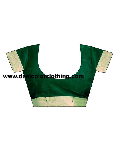 Dark Green Orgenza Plain Saree