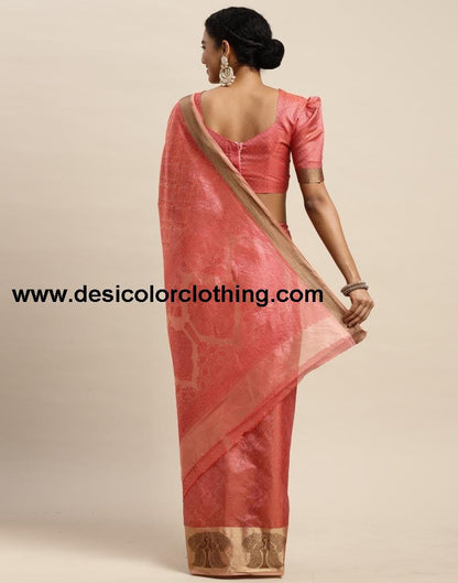 Rose Pink Organza Saree