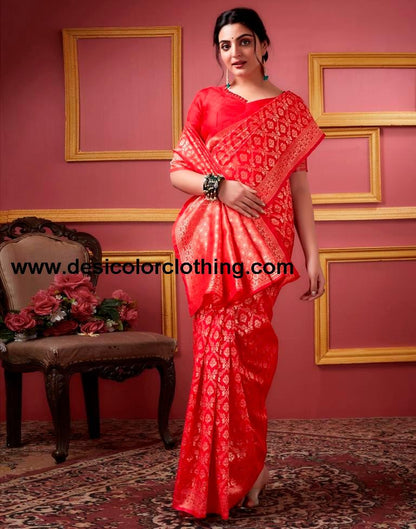 Red Banarasi Silk Saree