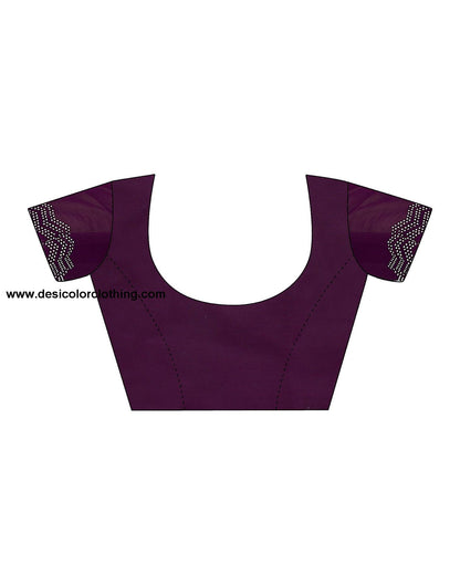 Purple Swarovski Georgette Stone Work Saree