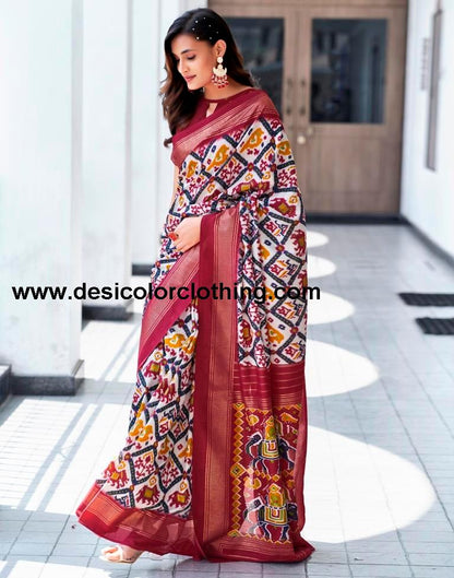 Red Silk Printed Saree