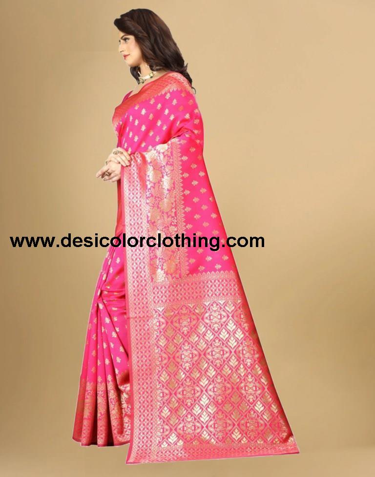 Pink Banarasi Silk Saree