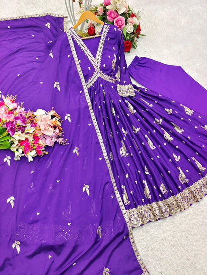 Product Image - New Aliya-Cut Gown-Pent Dupatta Set - Ready to Wear