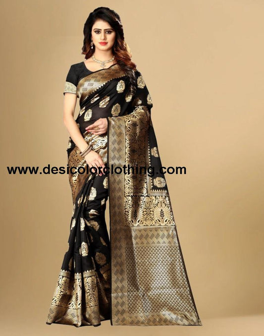 Black Jacquard Banarasi Silk Saree