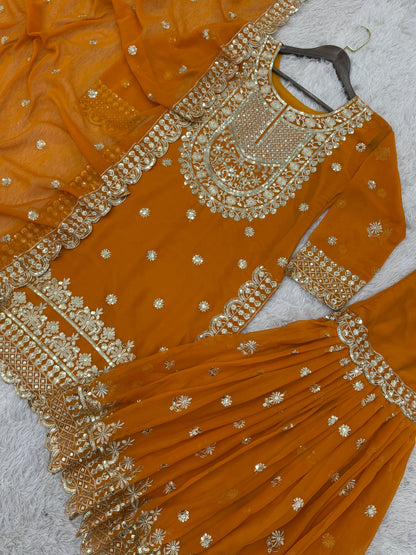 Product Image - Designer Kurti Set with Sharara & Dupatta