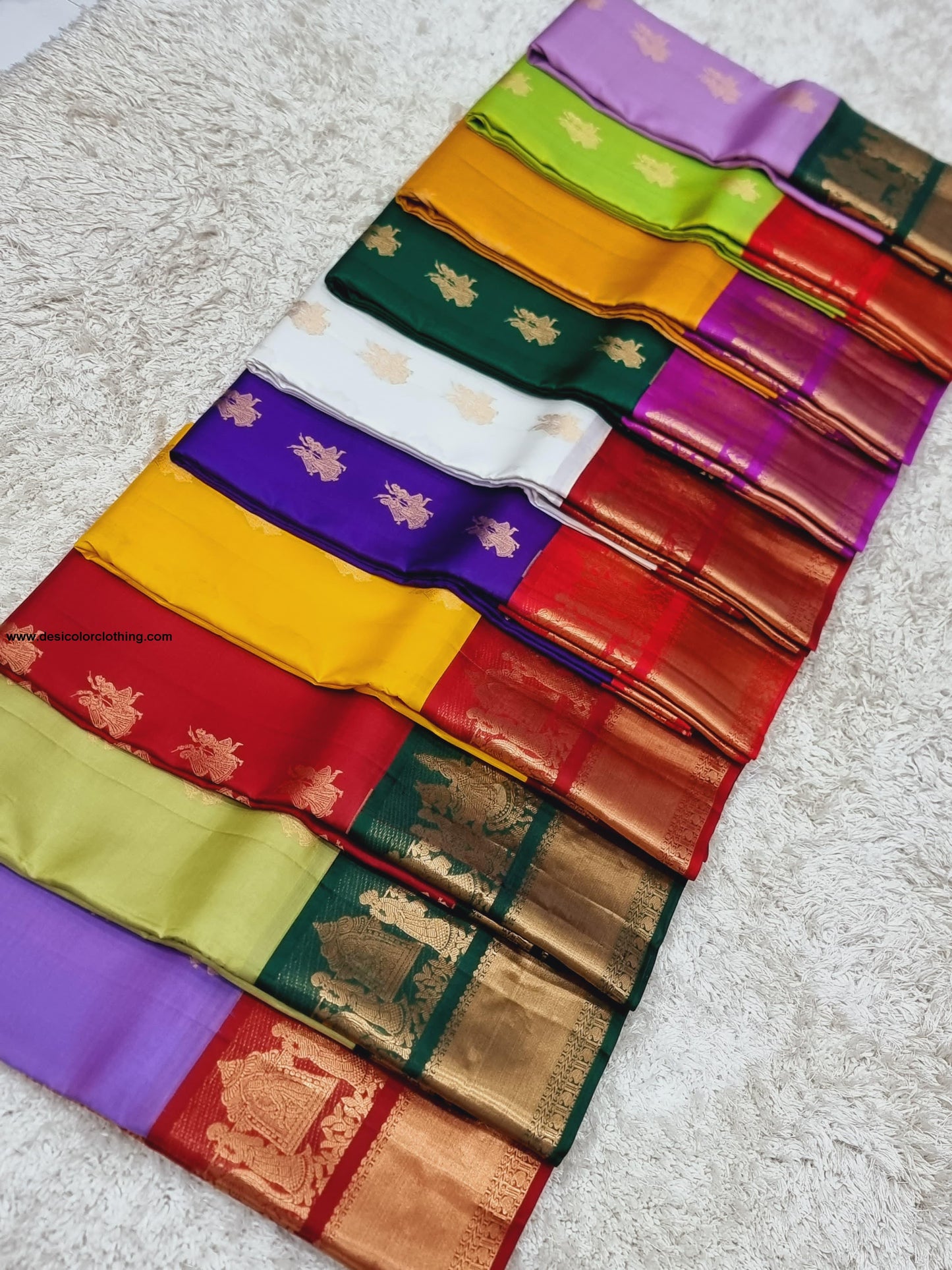 Kanchipuram 100% Pure Handwoven 1G Gold Zari Korvai Silk Saree with Big Border