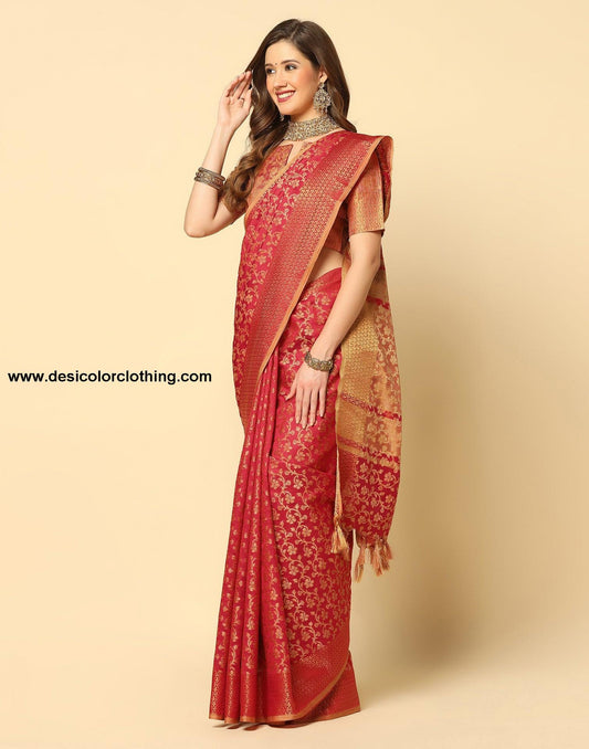 Red Banarasi Silk Saree