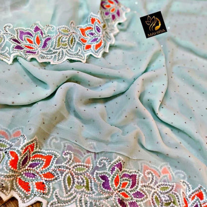 Product Image - Designer Georgette Saree - Perfect Festive and Wedding Attire