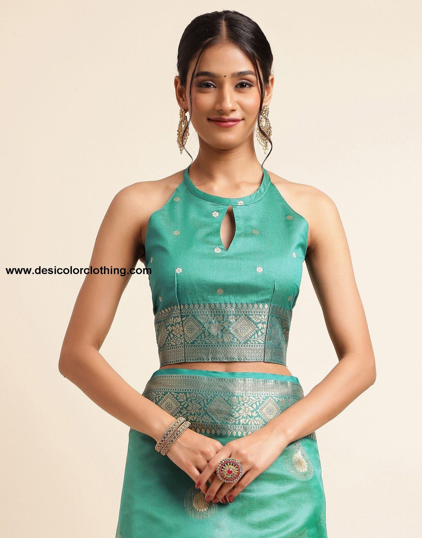 Rama Green Silk Banarasi Saree