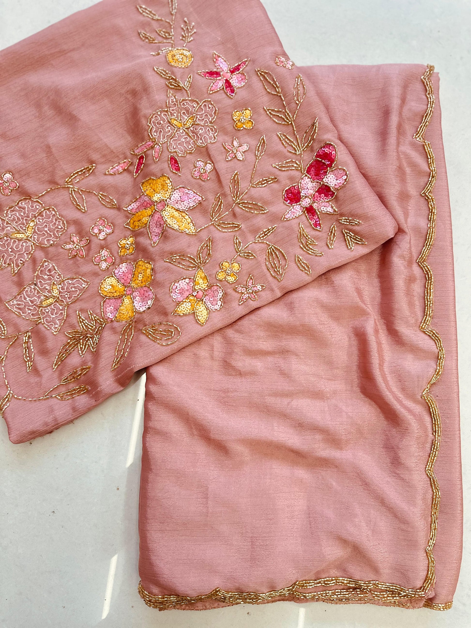 Product Image - Elegant Chiffon Saree with Intricate Handwork - Perfect Festive Wear