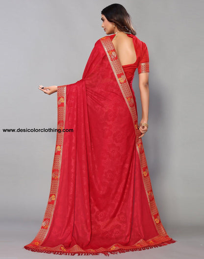 Red Lycra Printed Saree