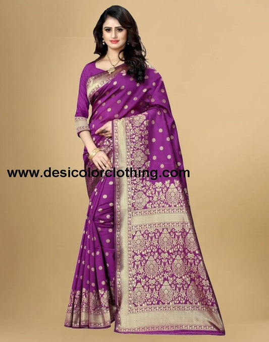 Purple Banarasi Silk Saree
