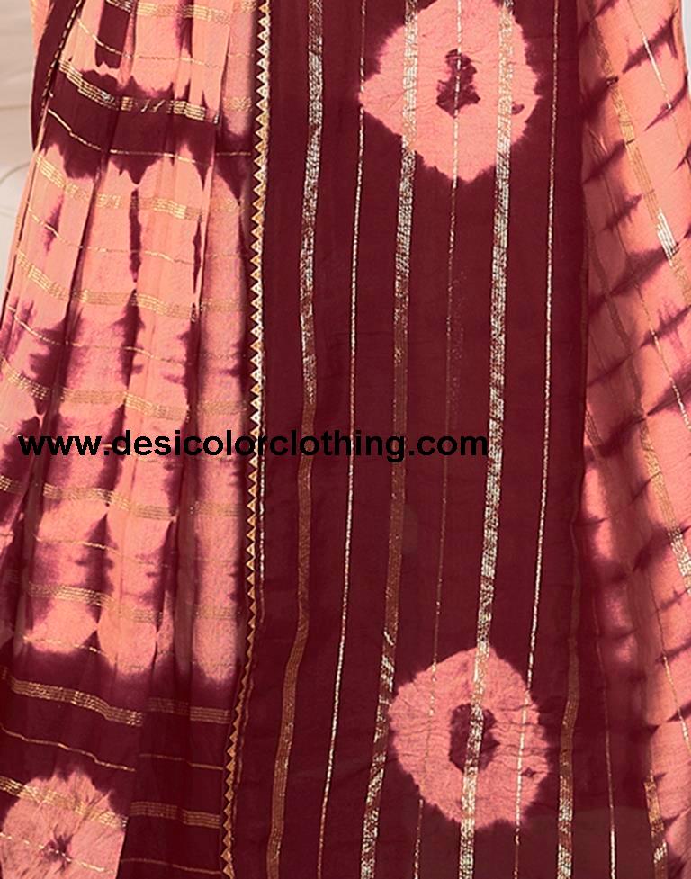 Peach Chanderi Printed Ready To Wear