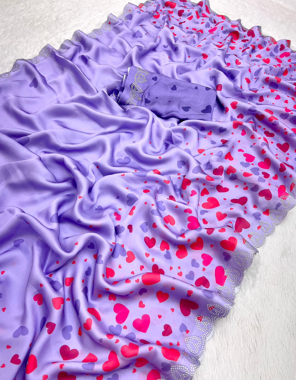 Product Image - Valentine Special Pure Maheshwari Silk Saree with Diamond Work