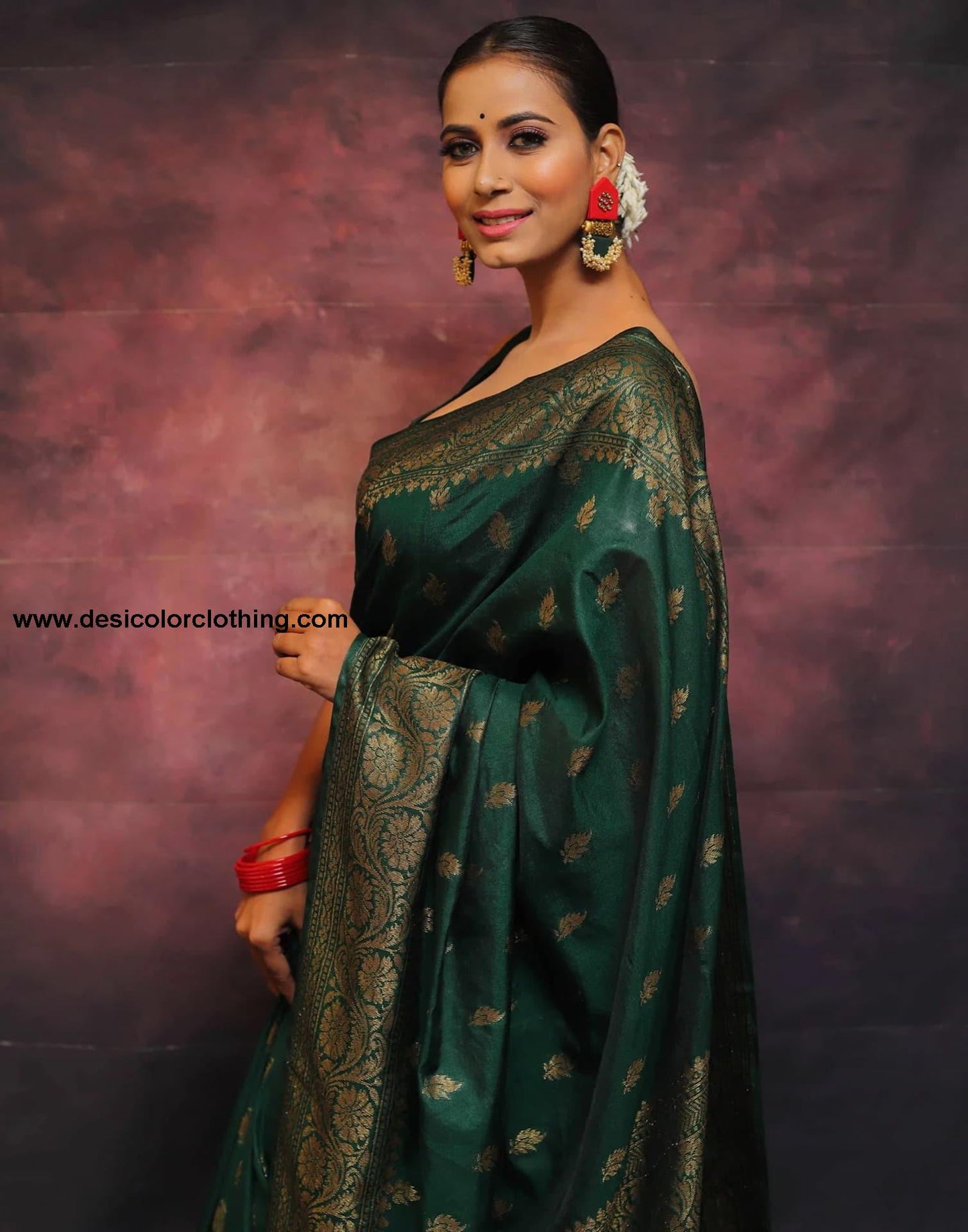 Green Banarasi Silk Woven Saree