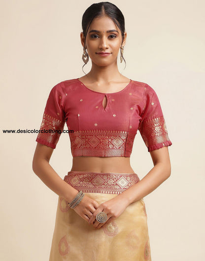 Beige Silk Banarasi Saree