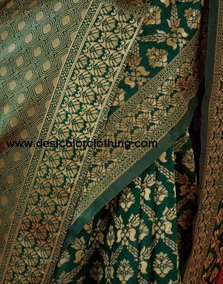 Dark Green Banarasi Silk Saree