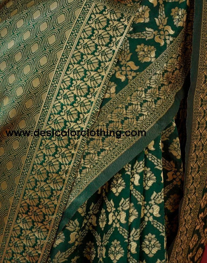 Dark Green Banarasi Silk Saree