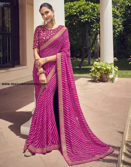 Pink Georgette Saree